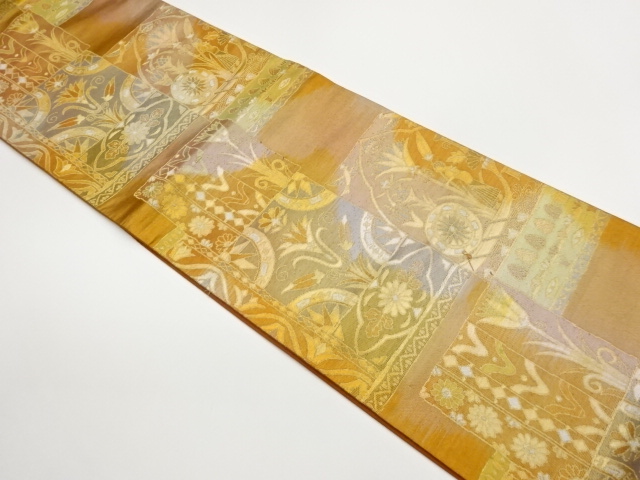 JAPANESE FUKURO OBI / WOVEN FLOWER ARABESQUE
